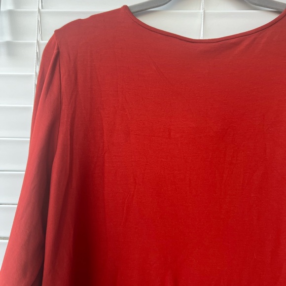 Eileen Fisher Top XL Light Weight Viscose Jersey Round Neck Tunic Red NWT Red - Picture 12 of 12
